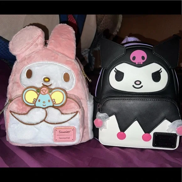 NWT MY MELODY KUROMI LOUNGEFLY BACKPACK Loungefly My Melody & Kuromi Slumber Party Mini Backpack  main image 4